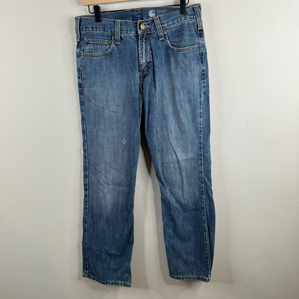 Carhartt Mens Jeans Size 30x30 Meduim Wash Denim Relaxed Straight Street‎ Work